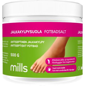 Mills jalkakylpysuola, aktiivihappi – Antiseptinen jalkakylpysuola ehkäisee jalka- ja kynsisientä