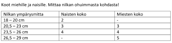CEP Ortho Akillesjännettä tukevat ja suojaavat sukat kokotaulukko