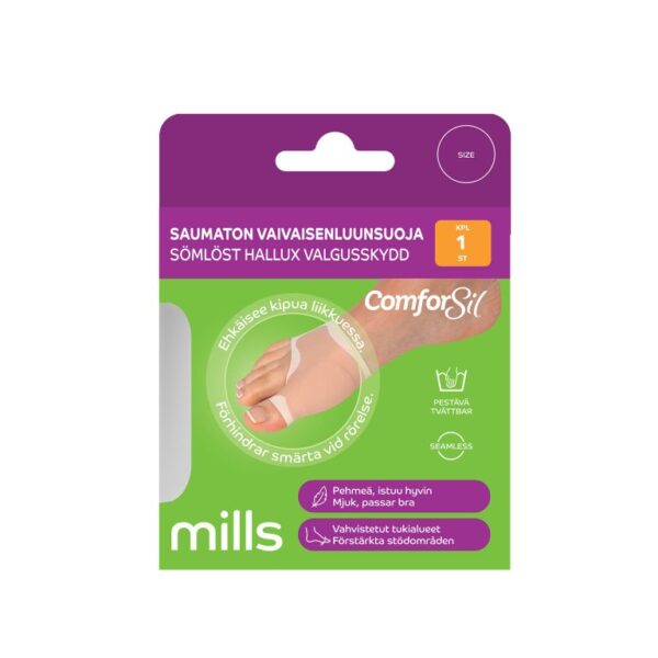 Mills Saumaton vaivaisenluunsuoja pakkaus