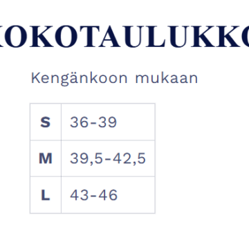 nilkkatuen kokotaulukko