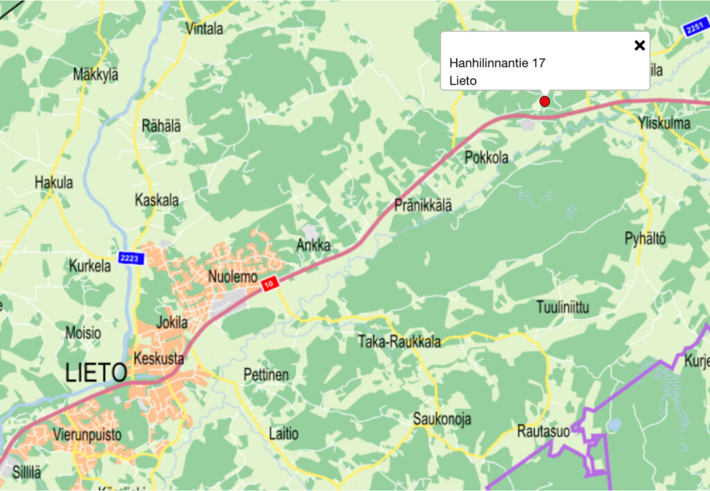 Kinttupiste kartalla
